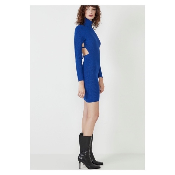 Bardot Elin Blue Backless Knit Long Sleeve Mini Dress NWT Women’s Size 6 sexy - Picture 8 of 9